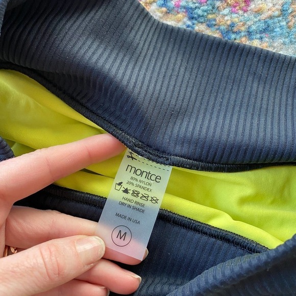 NWT Montce Chartreuse Green High Waist Black Ribbed Bikini Bottom - Picture 7 of 11